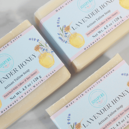 JOSSPURE Lavender Honey Tallow Soap Bar with Natural Ingredients for Nourishing Body Care