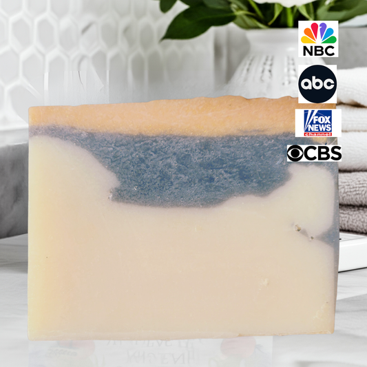JOSSPURE Handmade Soap featuring coco chanel perfume soap with a unique blue and cream design