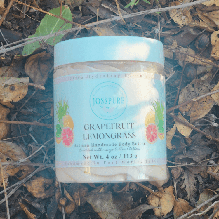 JOSSPURE Grapefruit Lemongrass Artisan Handmade Body Butter in 4 oz jar, perfect for hydration