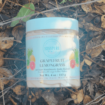 JOSSPURE Grapefruit Lemongrass Artisan Handmade Body Butter in 4 oz jar, perfect for hydration