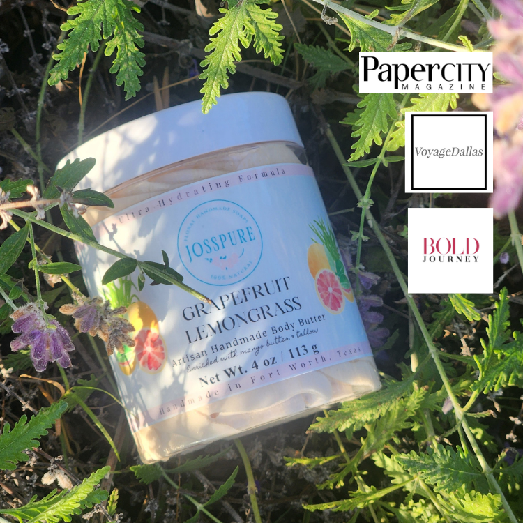 JOSSPURE Grapefruit Orange Mango Butter Whipped Body Butter in a 4 oz jar, perfect for moisturizing skin.