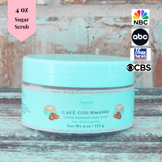 JOSSPURE Cafe Gourmand Handmade Coffee Luxury Sugar Scrub in 4 oz jar with natural ingredients