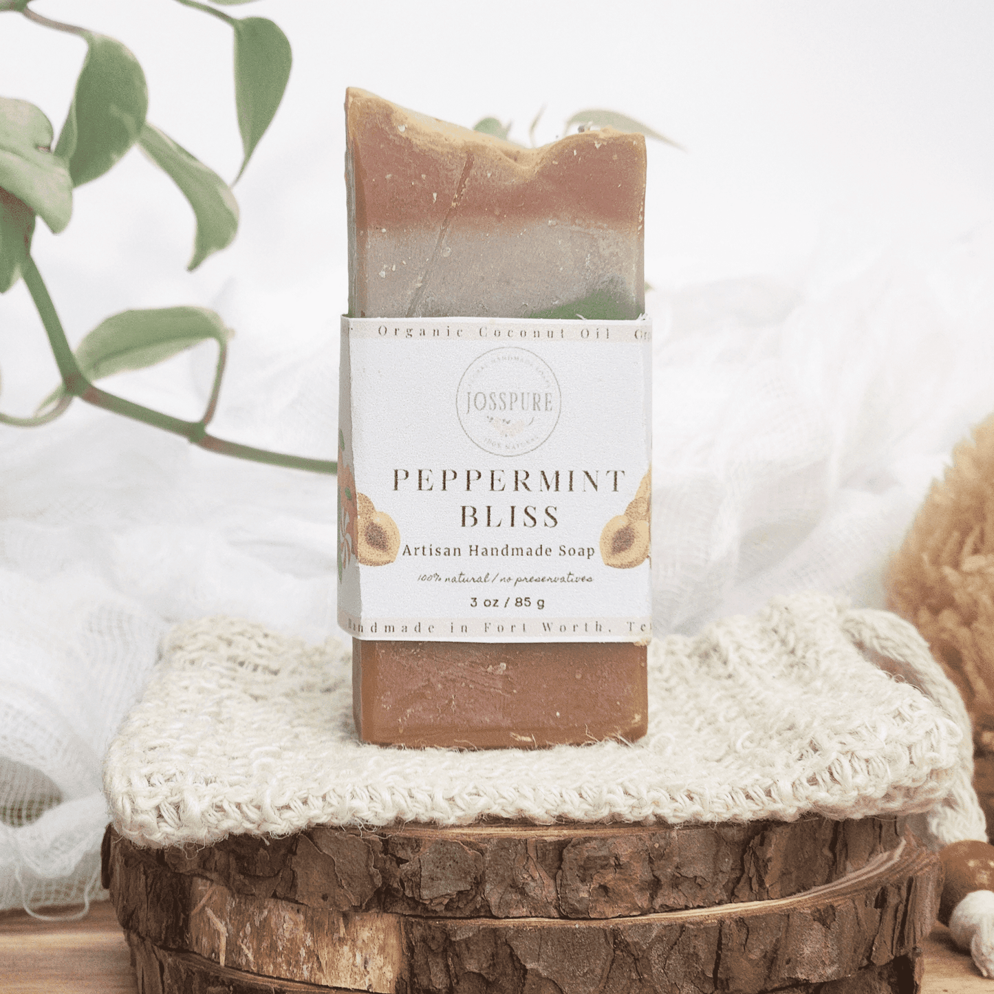 Travel Size Mild Shea Butter Soap Peppermint Bliss artisan handmade soap bar by JOSSPURE