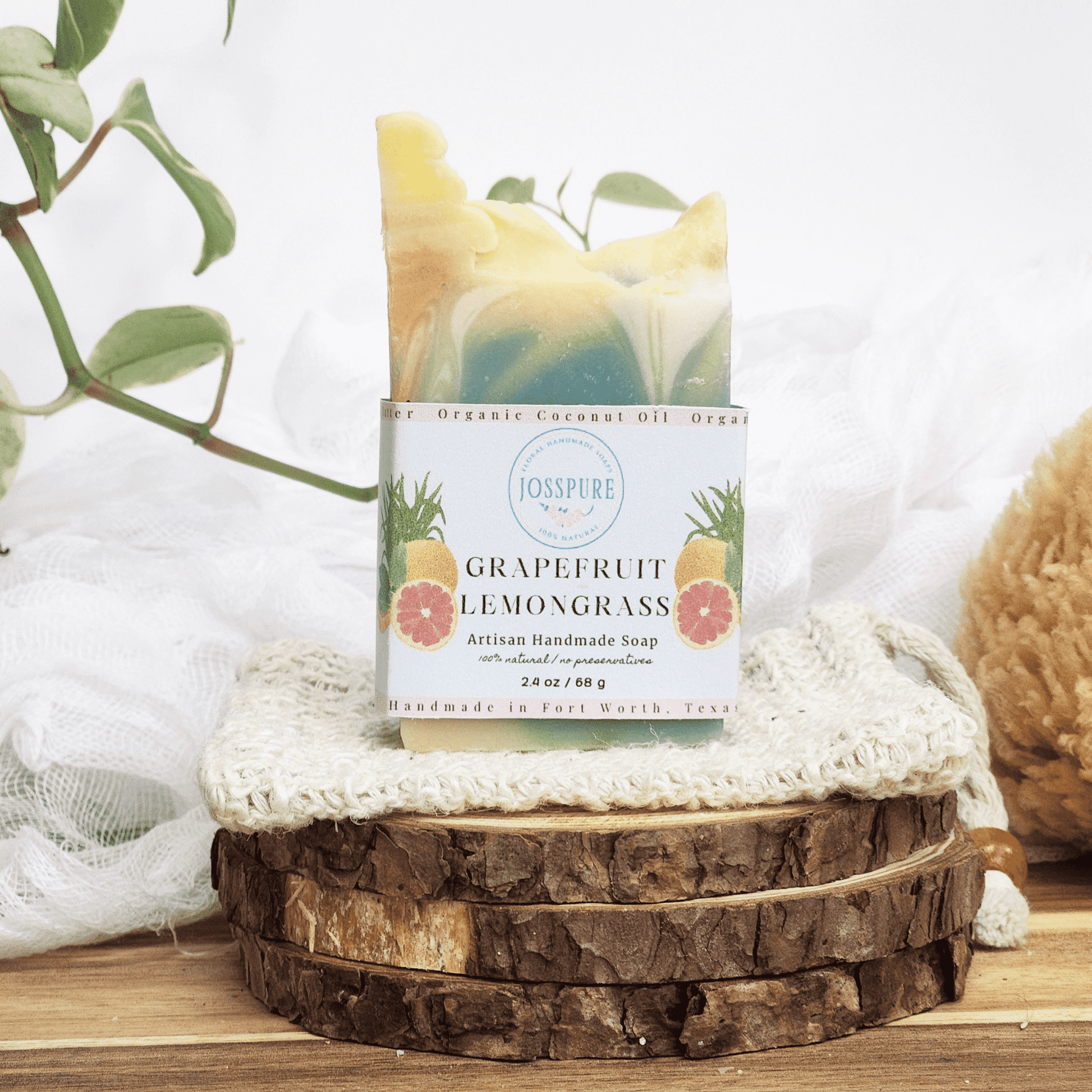 Travel Size Mild Shea Butter Soap grapefruit lemongrass handmade by JOSSPURE with natural ingredients