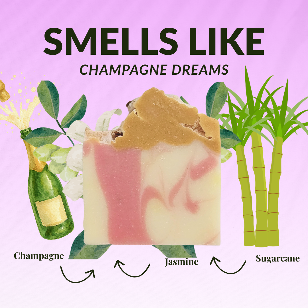 JOSSPURE Champagne Dreams Shea Butter Soap with floral and fruity notes for a luxurious bath experience