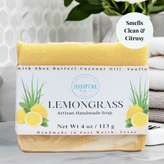 JOSSPURE lemongrass mild shea butter soap bar with lemon design and natural ingredients