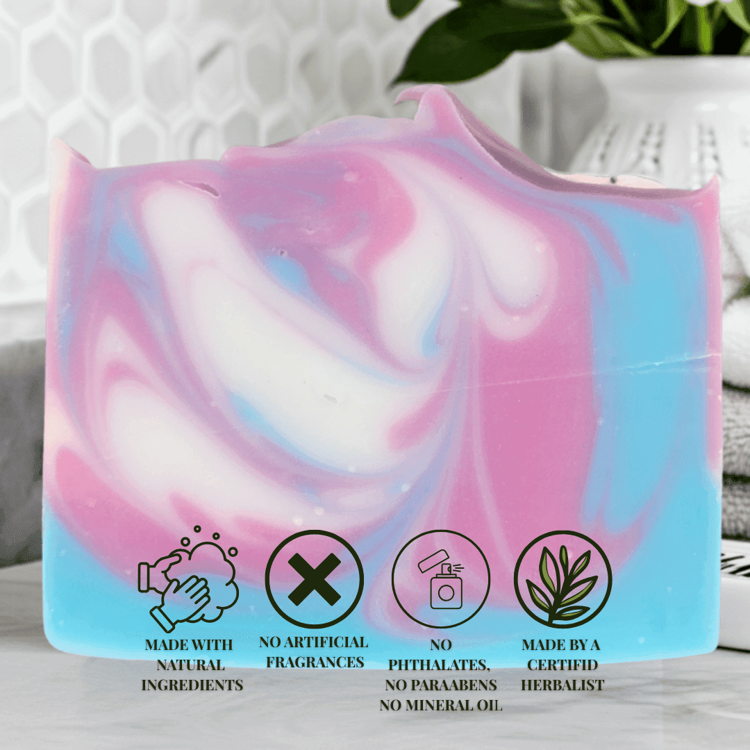 JOSSPURE Japanese cherry blossom soap with vibrant colors and natural ingredients for skin care.
