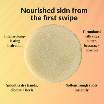 Peppermint orange travel size mini lotion bar for intense hydration and smooth skin, perfect for hands and elbows
