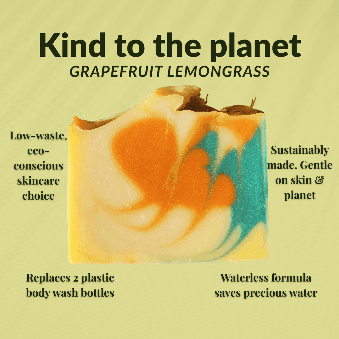 Grapefruit Lemongrass Handmade Soap Bar in vibrant colors for a soap subscription box.