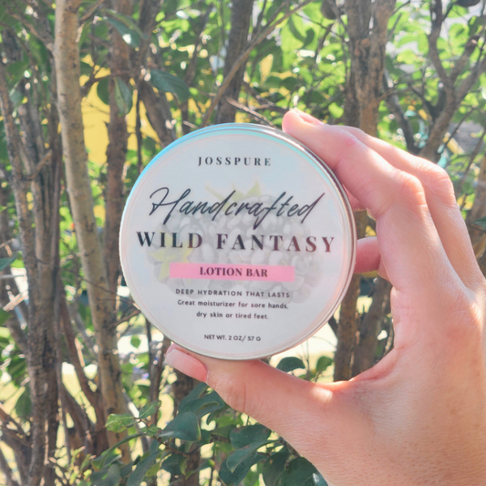 JOSSPURE Handcrafted Wild Fantasy Lotion Bar in travel size featuring blackberry sage travel size mini lotion bar