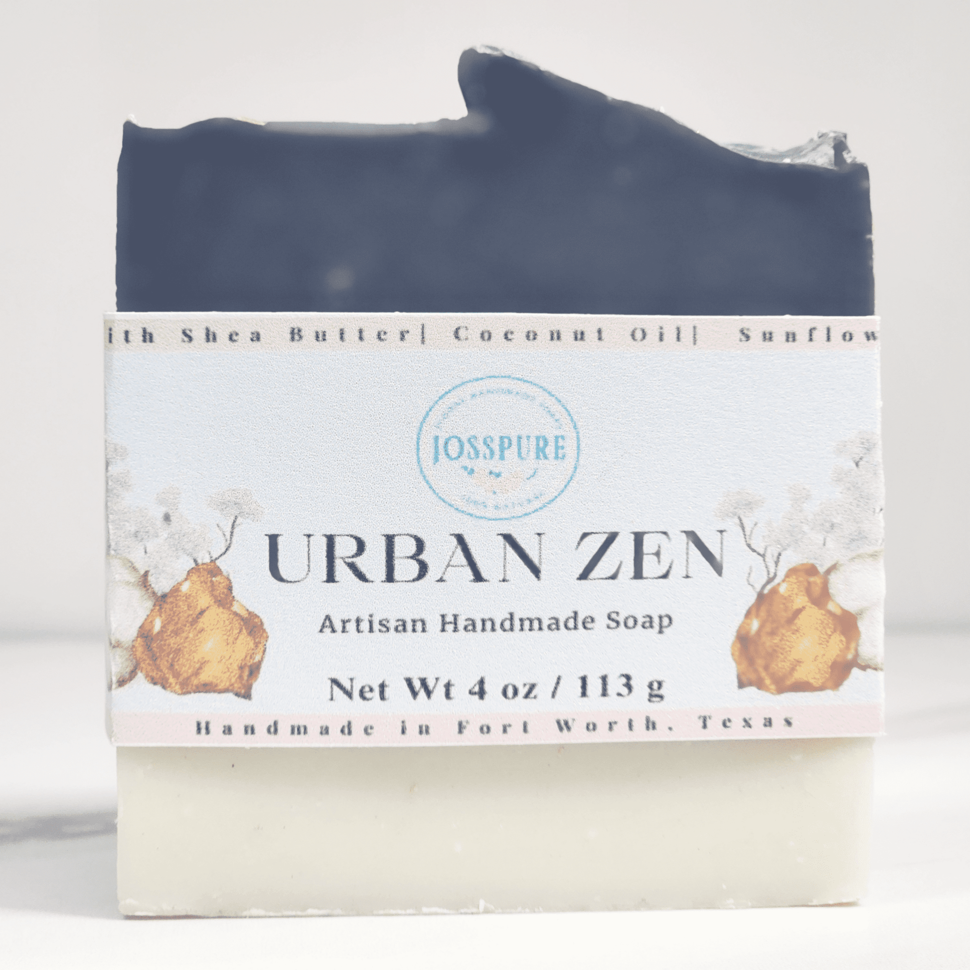 JOSSPURE Urban Zen charcoal unisex soap bar with natural ingredients and handmade artisanal design