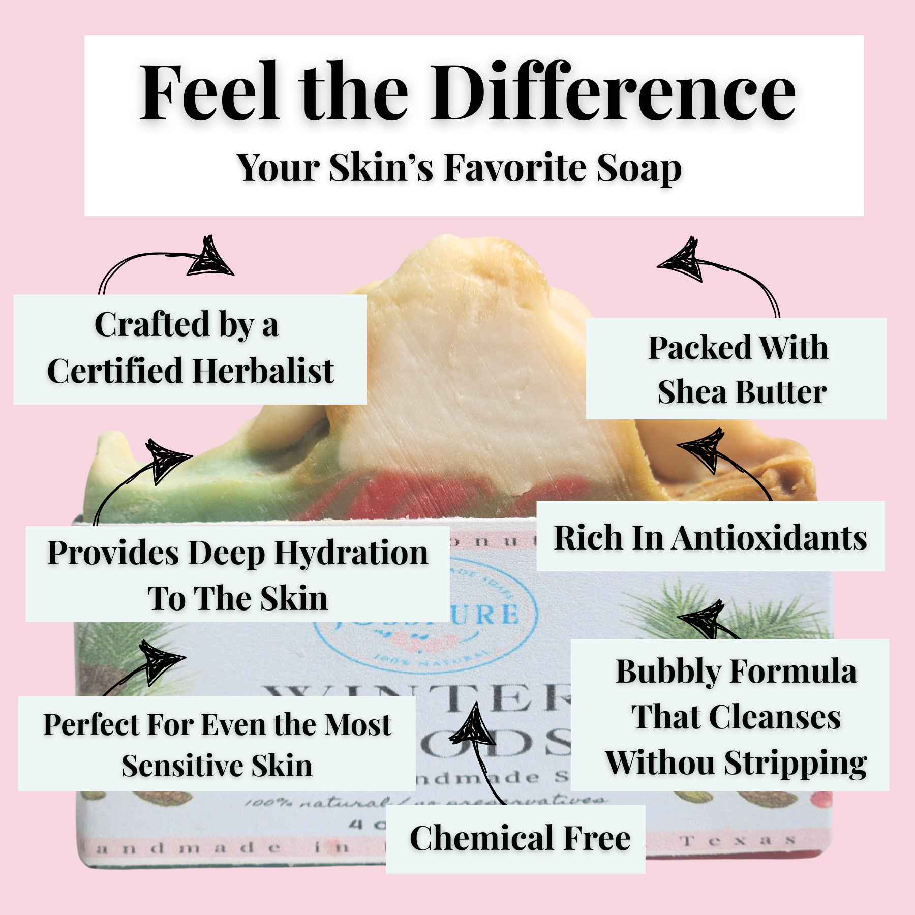 Christmas mild shea butter soap by JOSSPURE with deep hydration and antioxidant-rich formula