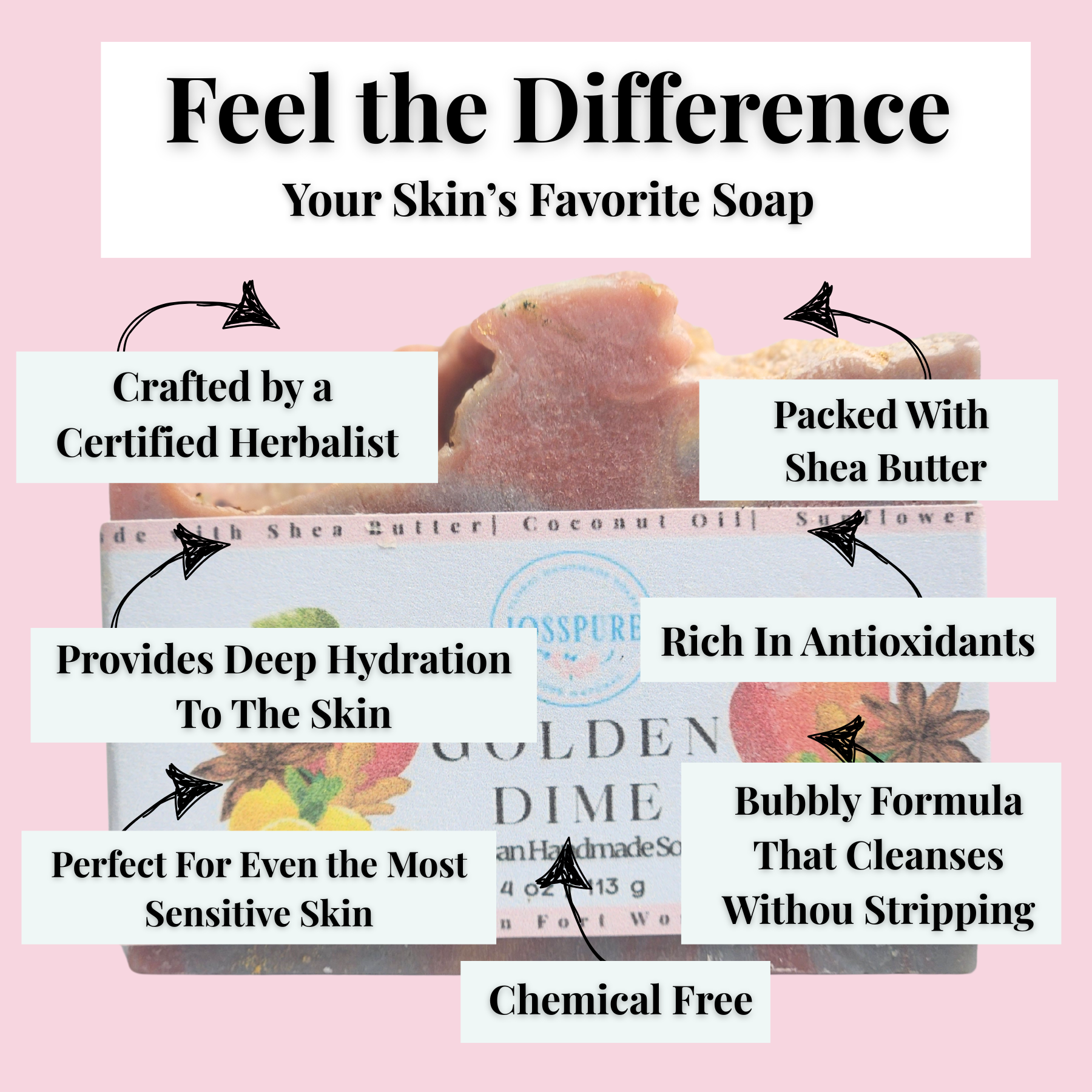 Fall mild shea butter soap by JOSSPURE with deep hydration and antioxidant-rich formula for sensitive skin