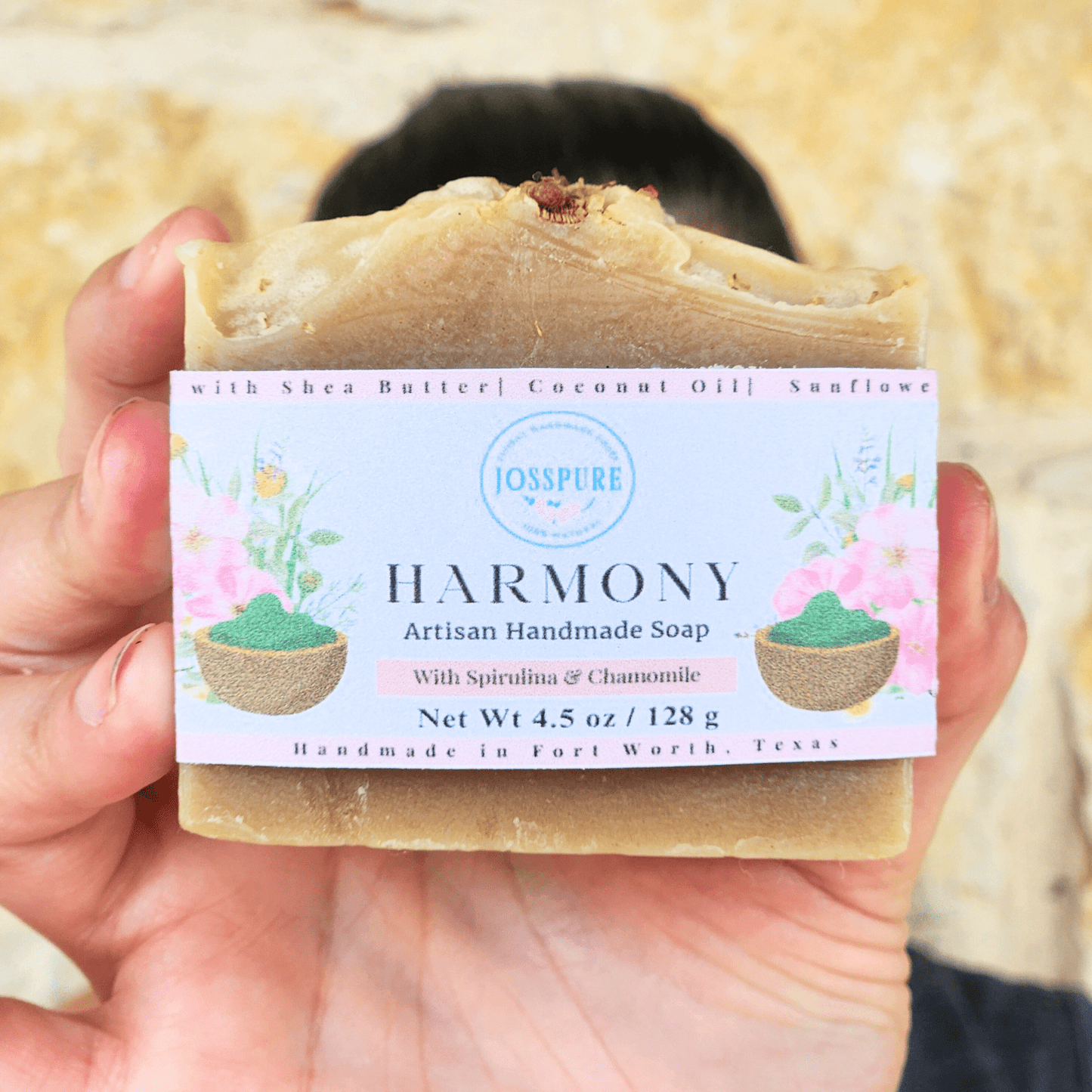 Green All Natural Soap by JOSSPURE with Spirulina and Chamomile for gentle skin care