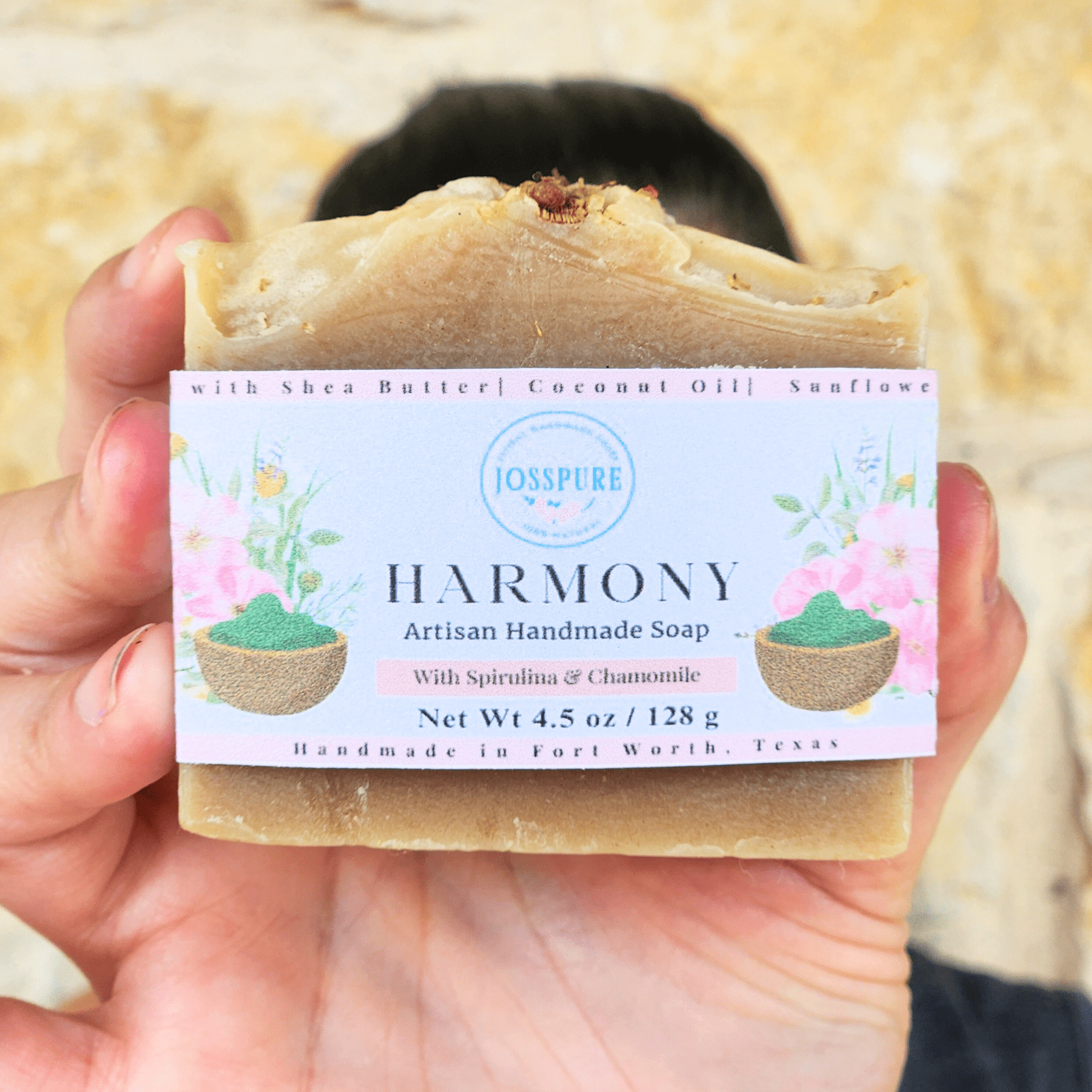 Green All Natural Soap by JOSSPURE with Spirulina and Chamomile for gentle skin care