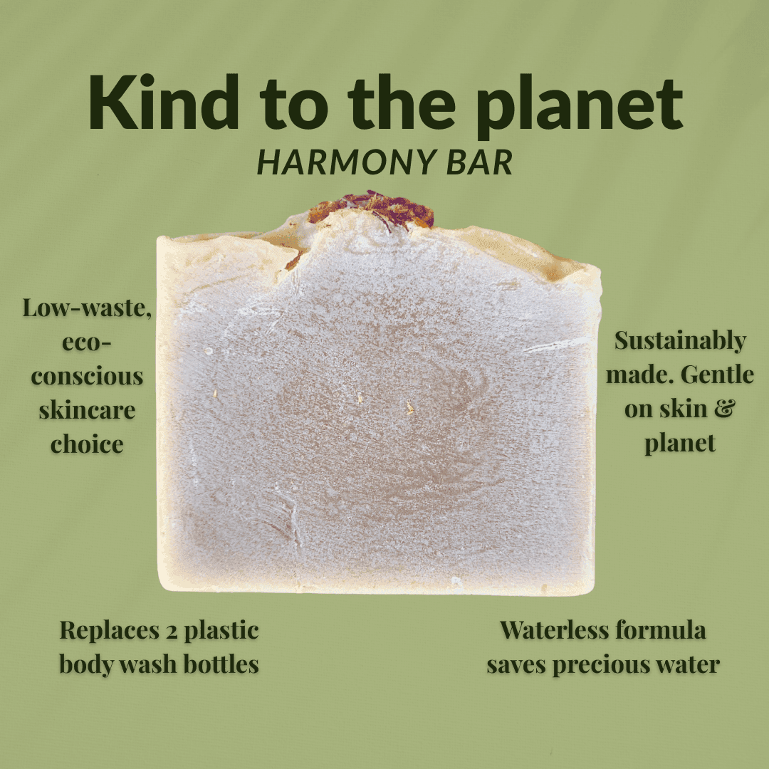 Green All Natural Soap Harmony Bar with eco-friendly properties, gentle on skin and planet