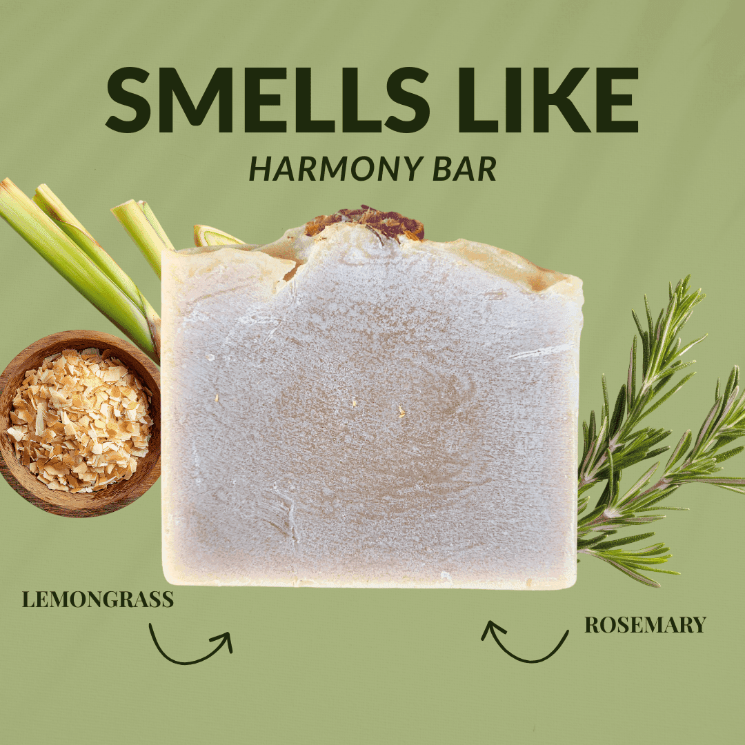 Green All Natural Soap with Lemongrass and Rosemary, inspired by Harmony Bar scent