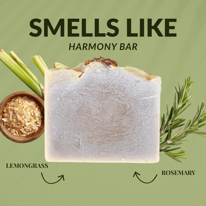 Green All Natural Soap with Lemongrass and Rosemary, inspired by Harmony Bar scent