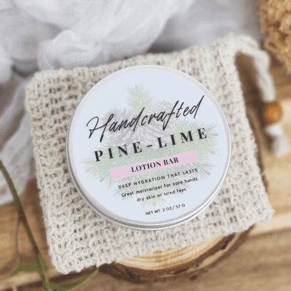 Handcrafted pine-lime lotion bar by JOSSPURE natural handmade lotion bars for deep hydration
