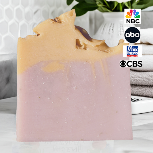 Handmade honey lavender mild shea butter soap with a unique design, perfect for natural skincare enthusiasts
