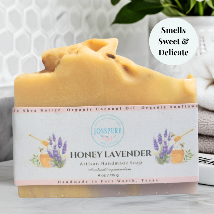 JOSSPURE honey lavender mild shea butter soap artisan handmade natural soap bar with floral packaging