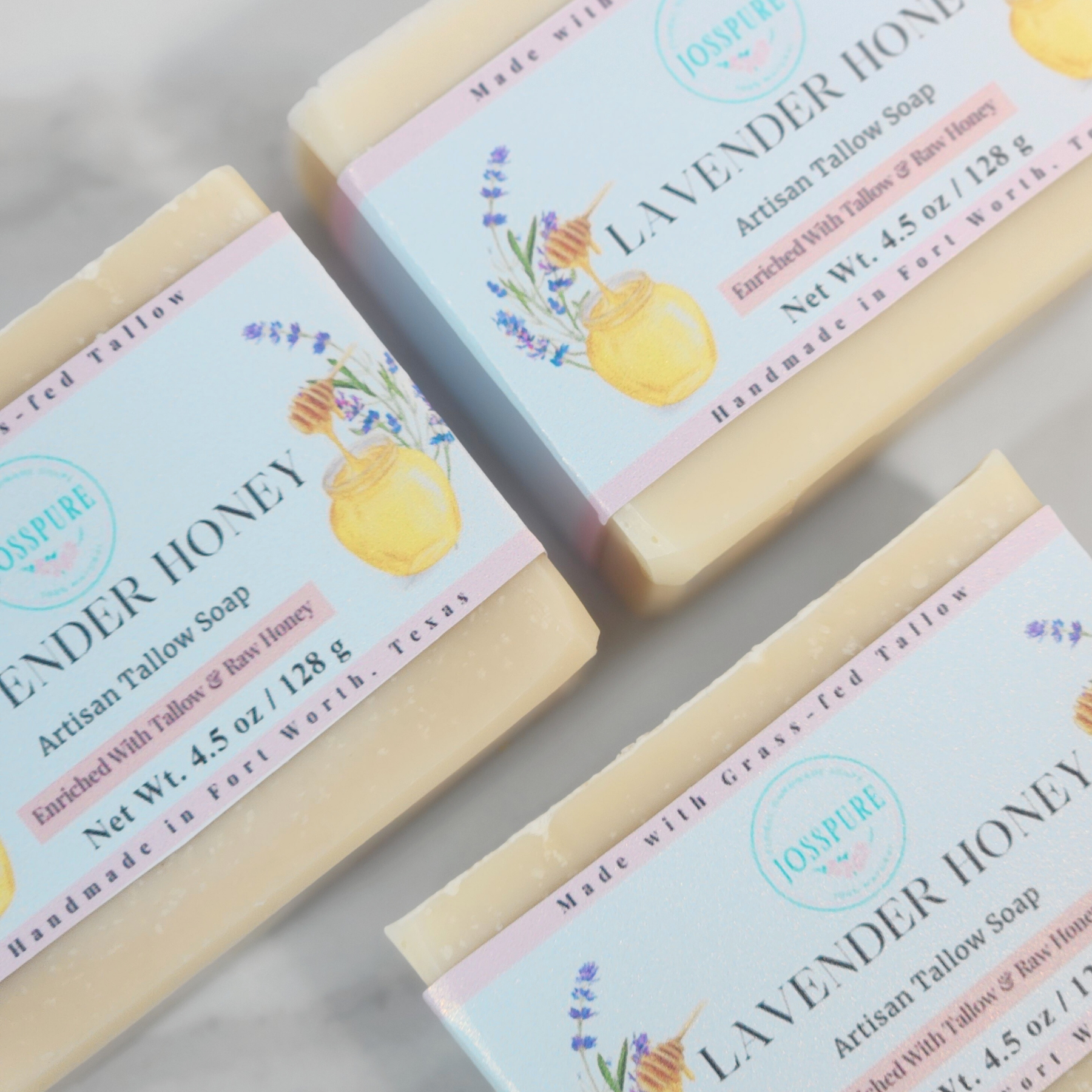 Lavender honey tallow soap bars from JOSSPURE with natural ingredients for gentle cleansing