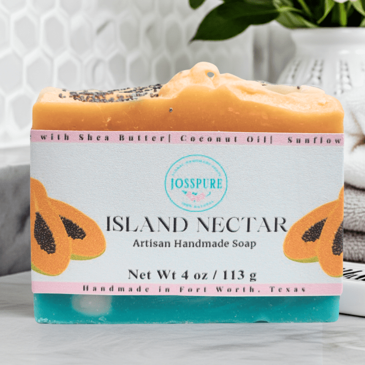 JOSSPURE mango papaya shea butter soap artisan handmade soap bar with tropical fruit design