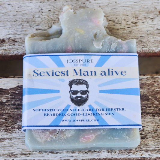 JOSSPURE mens bergamot mild shea butter soap with vibrant colors and a stylish label for hipster men