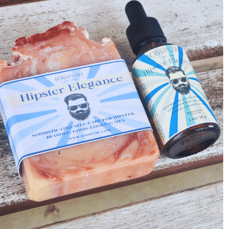 JOSSPURE Hipster Elegance Handmade Shea Butter Soap and Oil in a mens gift set bundle