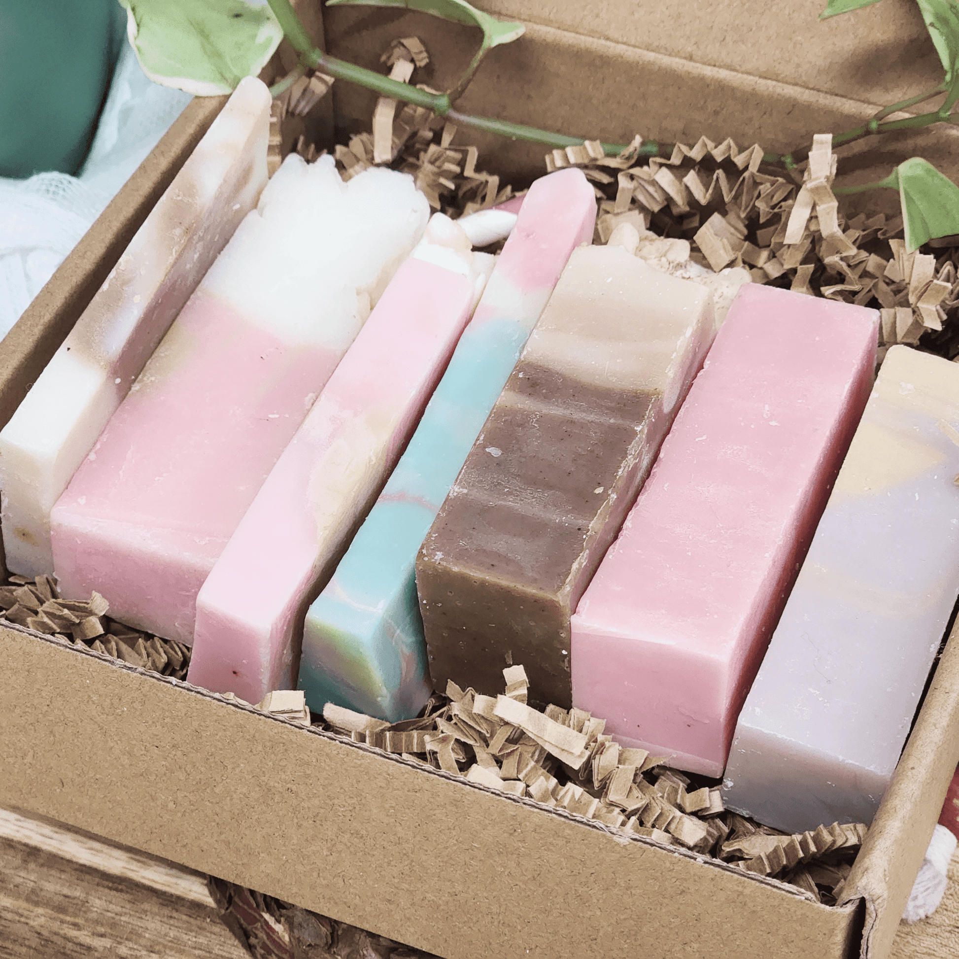 JOSSPURE handmade mystery soap sampler pack with assorted colorful natural soap bars in a gift box