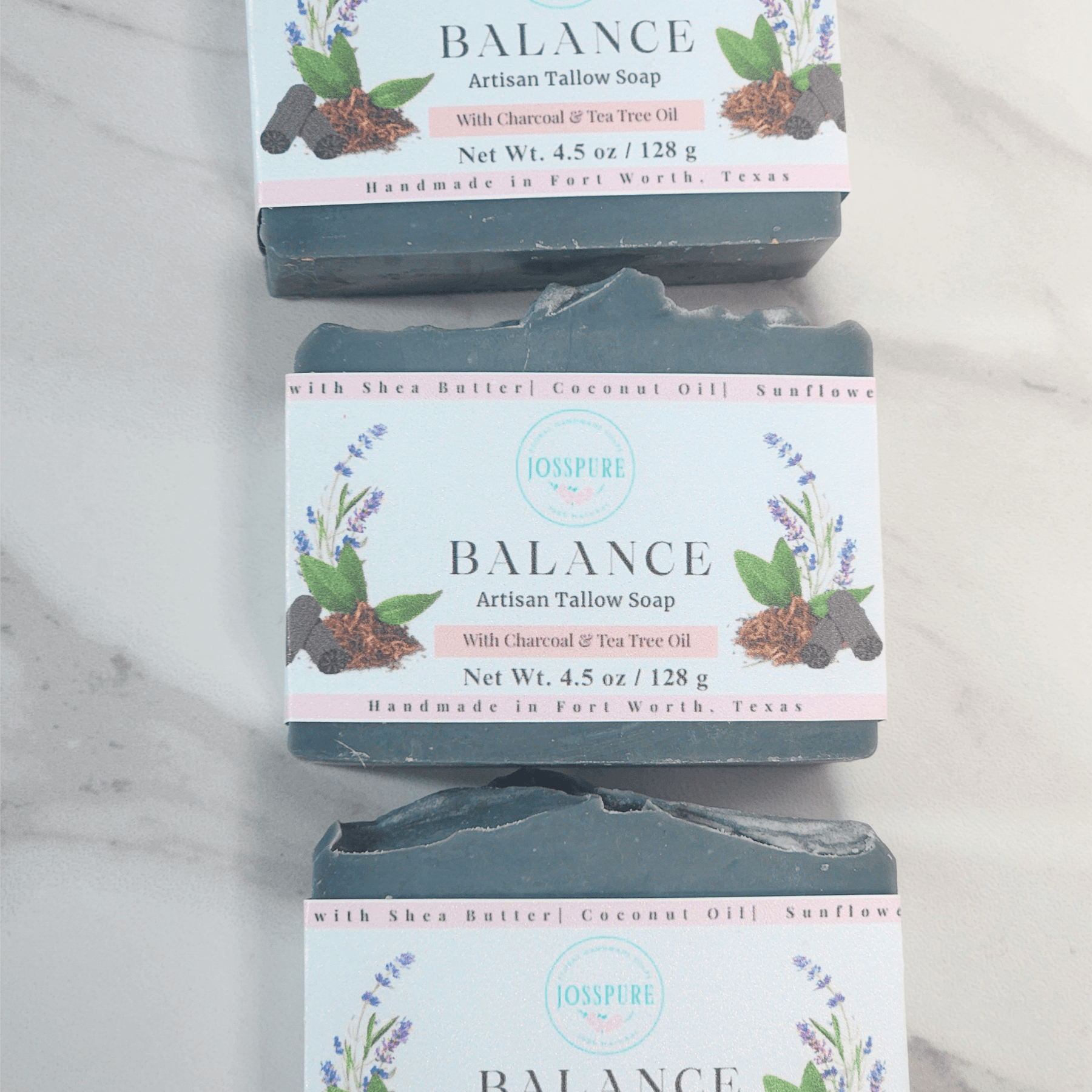 JOSSPURE Balance Artisan Tallow Soap Bar with Charcoal and Tea Tree Oil for oily skin tallow soap bar