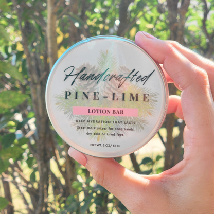 JOSSPURE Pine-Lime Lotion Bar in a metal container, ideal for deep hydration and moisturizing sore hands, featuring shea butter lotion bars