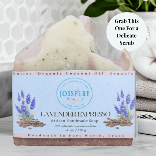 JOSSPURE lavender coffee mild shea butter soap artisan handmade bar with lavender and coffee beans
