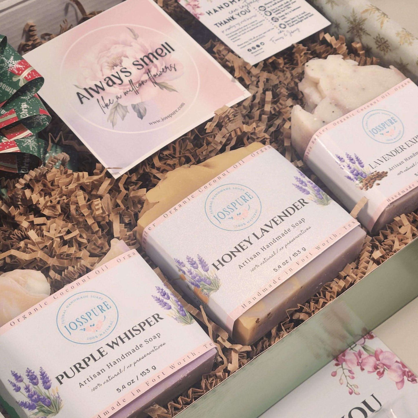 Lavender Lovers Soap Gift Set with JOSSPURE handmade honey lavender and purple whisper soaps