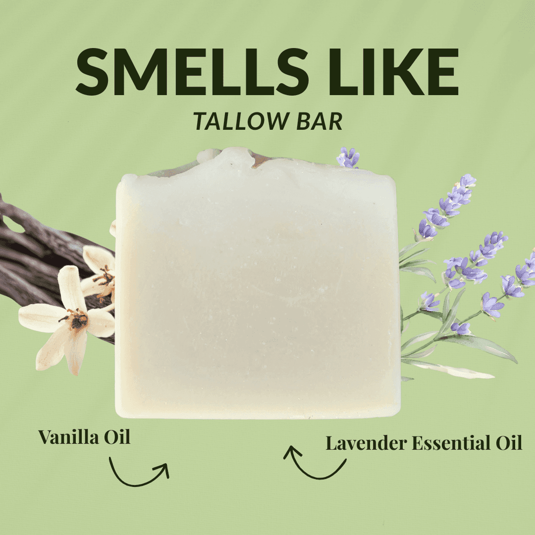 JOSSPURE lavender vanilla tallow soap bar featuring lavender and vanilla essential oils for natural body care