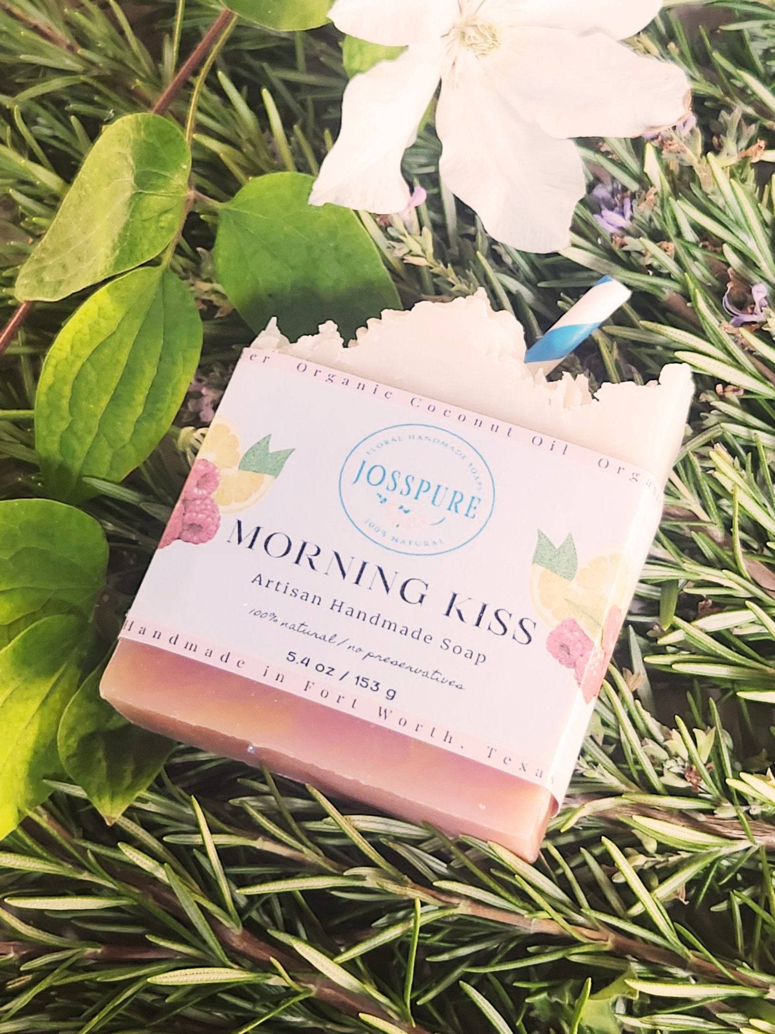 Morning Kiss Artisan Handmade Soap Bar; raspberry lemonade handcrafted soap