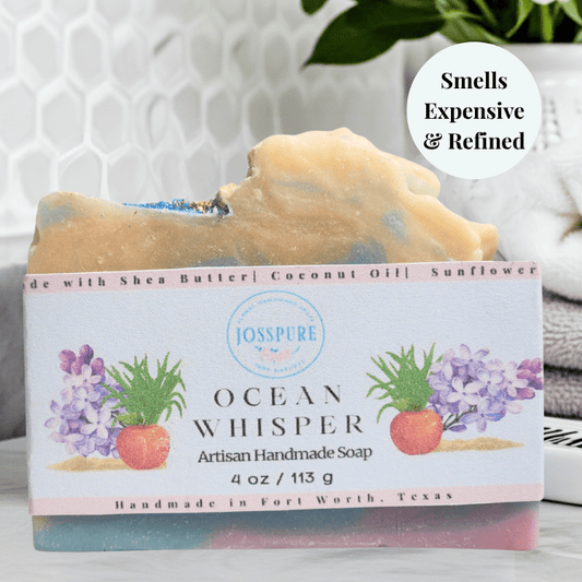JOSSPURE ocean luxury mild shea butter soap handmade with natural ingredients and floral design packaging