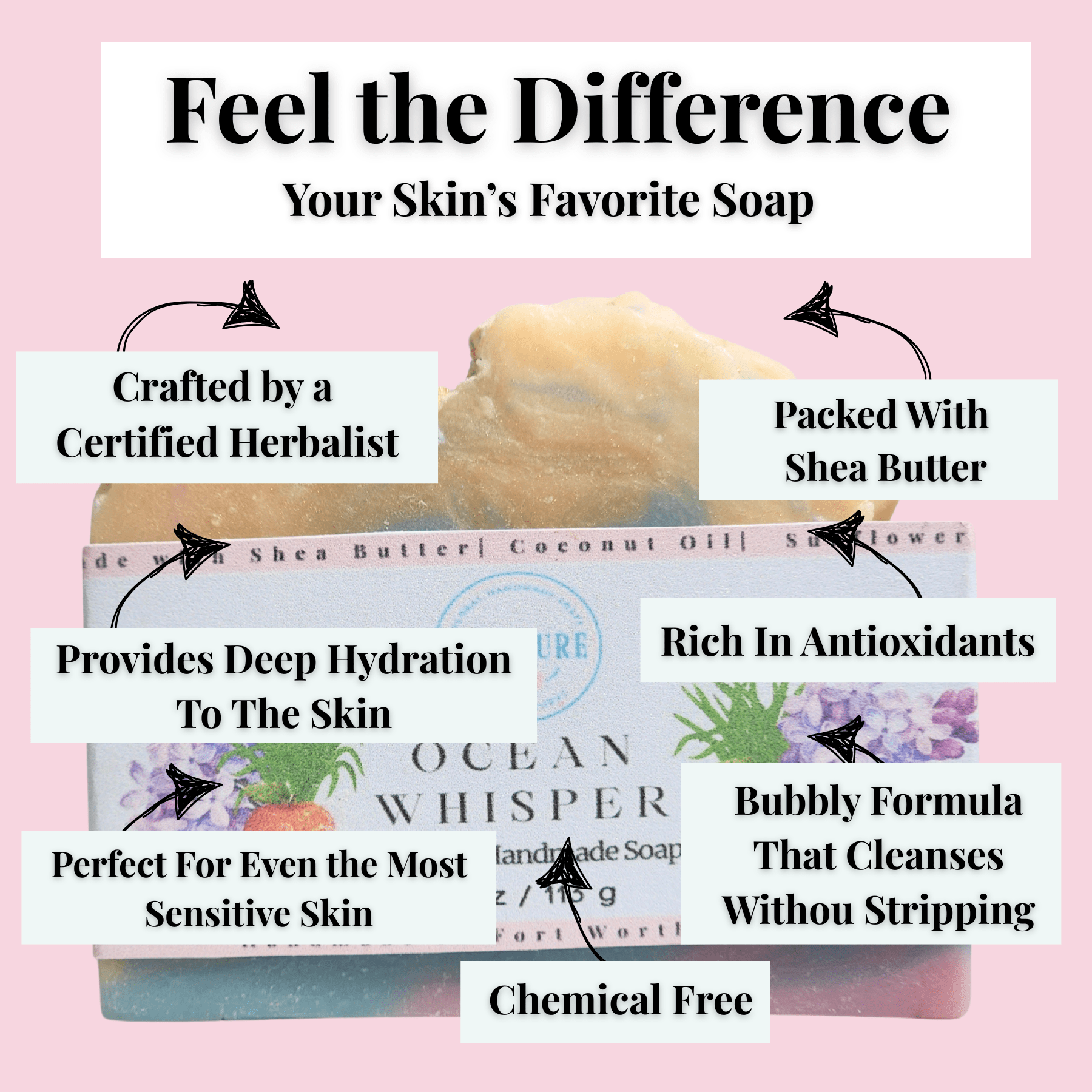 Ocean luxury mild shea butter soap by JOSSPURE with deep hydration and antioxidant rich formula