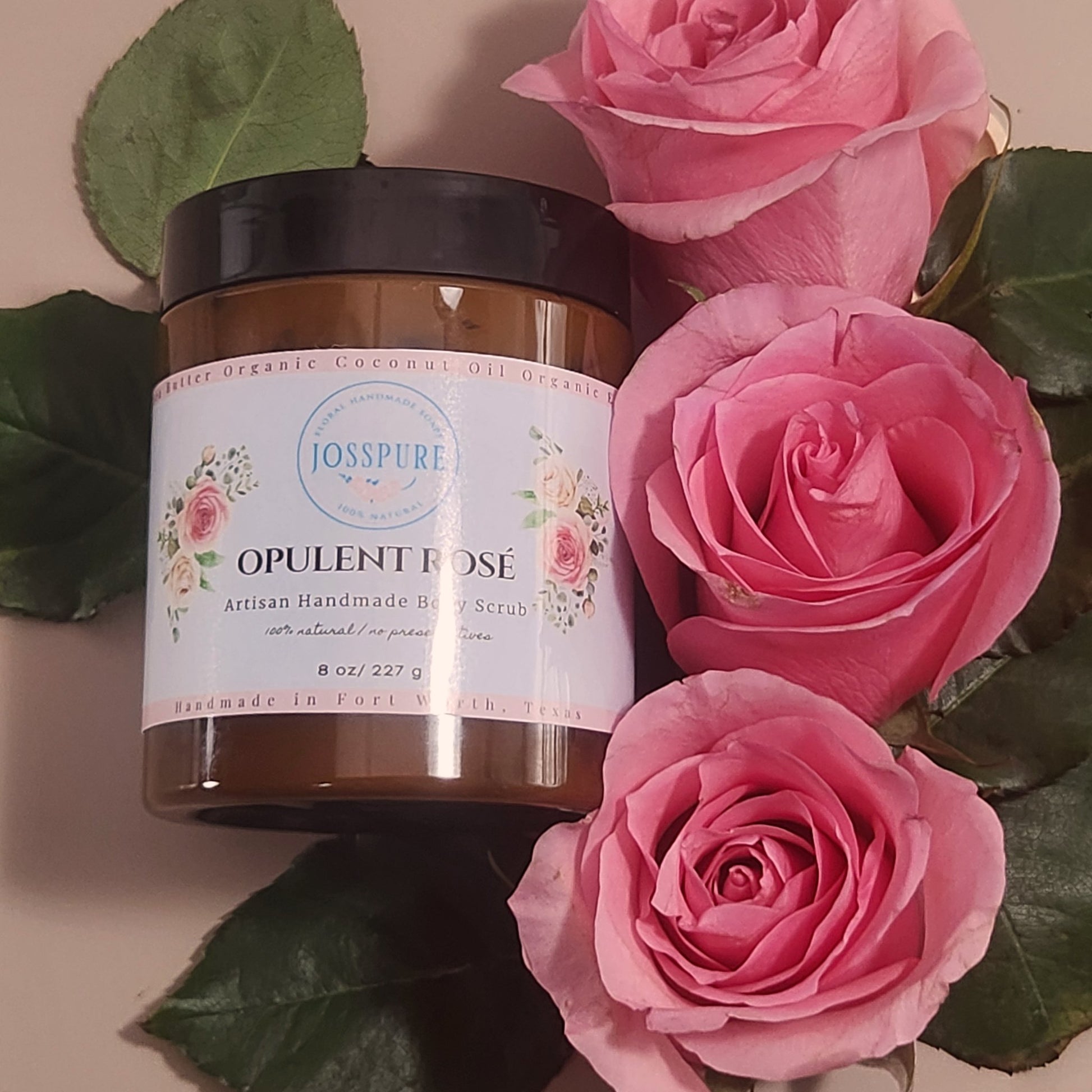 Opulent Rose Foaming Handmade Body Scrub- 8 oz - JOSSPURE