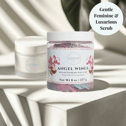 JOSSPURE orchid sea salt luxury sugar scrub Angel Wings artisan handmade body scrub with natural ingredients