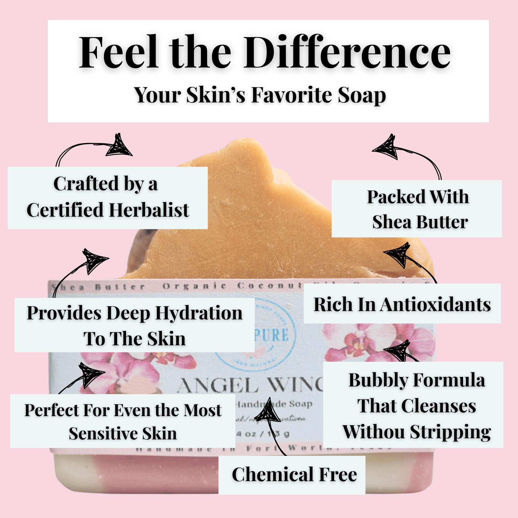 JOSSPURE orchid sea salt mild shea butter soap handcrafted by certified herbalist for deep hydration