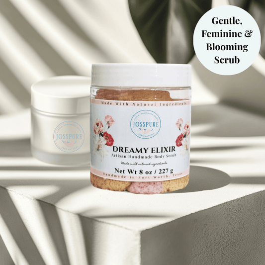 JOSSPURE Peony & Lily sugar scrub Dreamy Elixir Artisan Handmade Body Scrub in clear jar