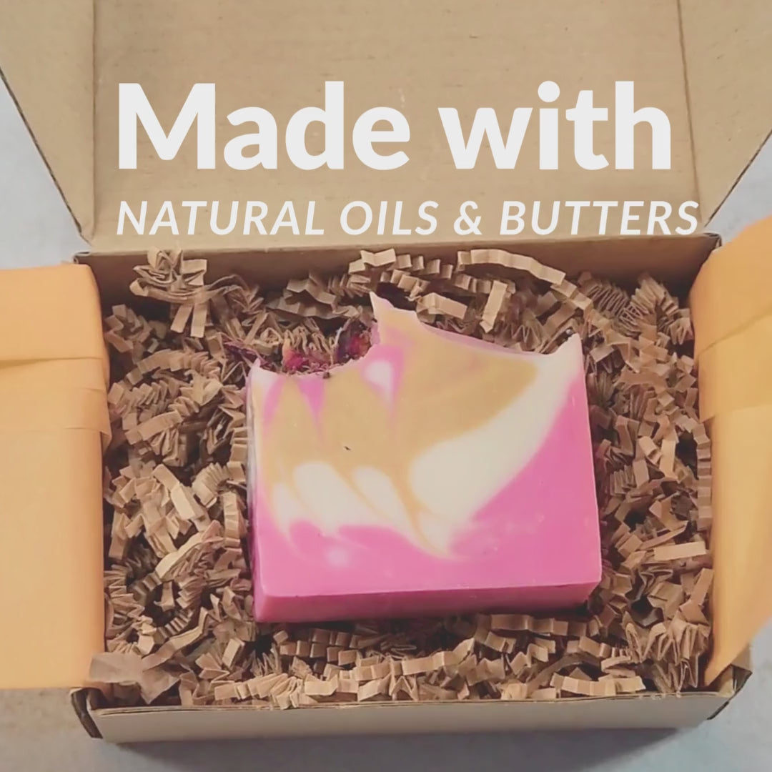 rose artisan bar in a brown box
