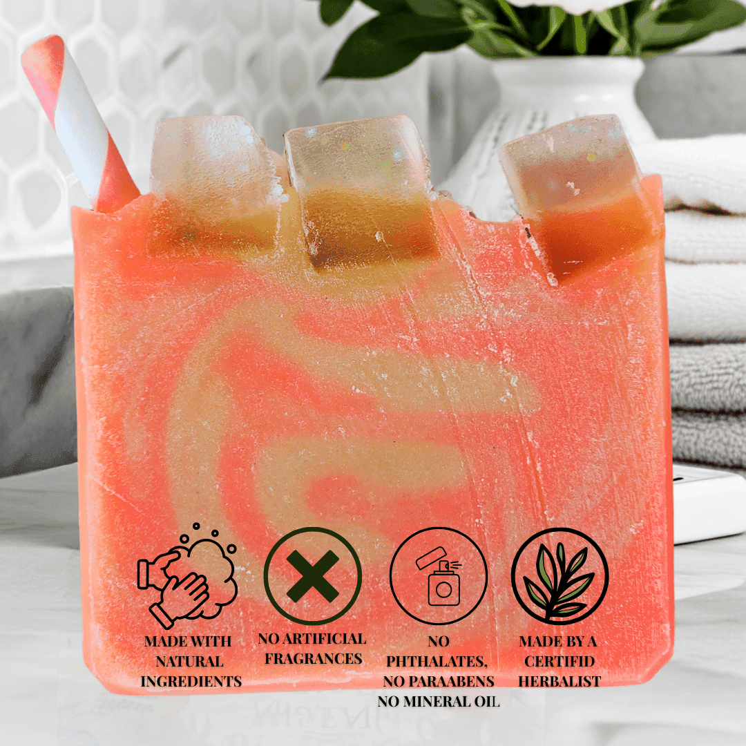 Raspberry lemonade mild shea butter soap made with natural ingredients and no artificial fragrances