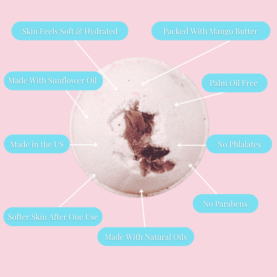 JOSSPURE rose luxury bath bomb with natural oils and mango butter for soft hydrated skin