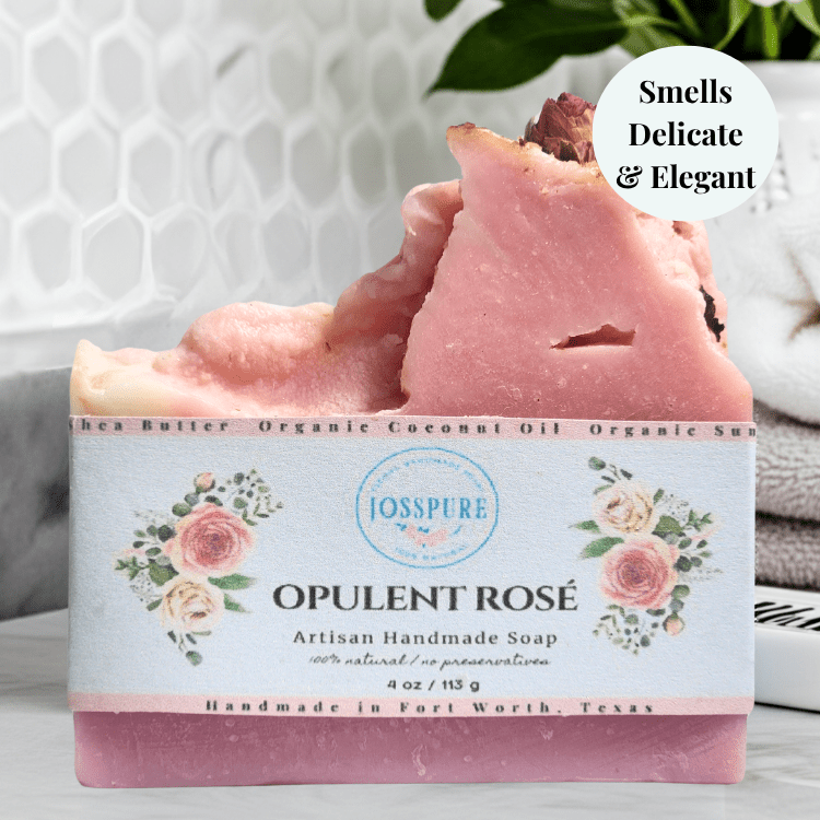 JOSSPURE rose mild shea butter soap artisan handmade with natural ingredients and elegant floral design