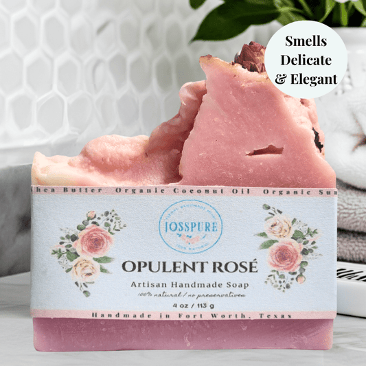 JOSSPURE rose mild shea butter soap artisan handmade with natural ingredients and elegant floral design