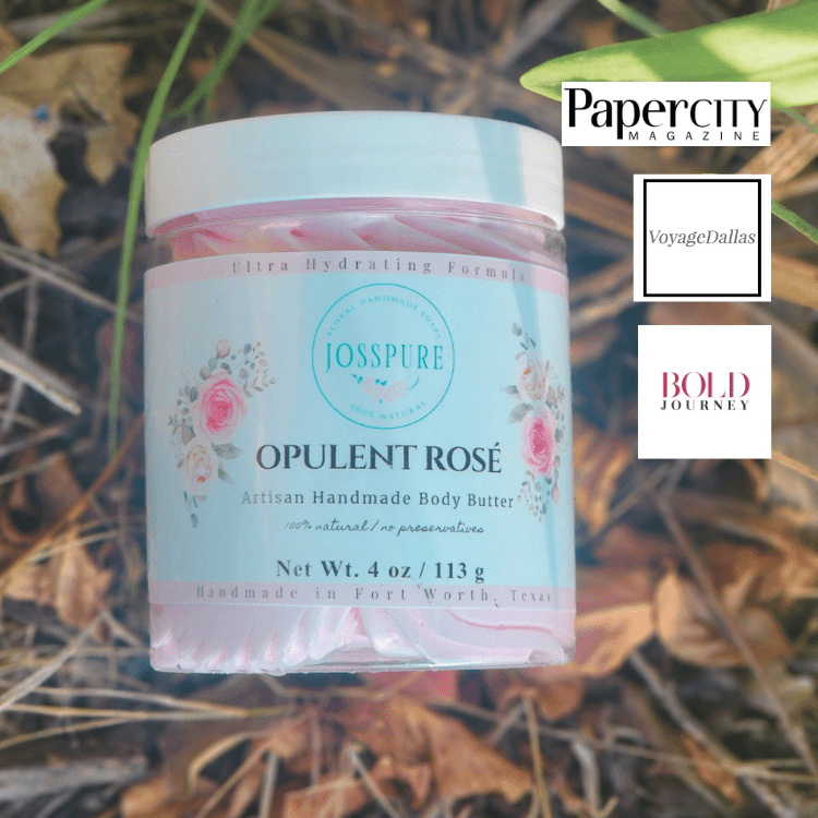 JOSSPURE Opulent Rose Artisan Handmade Body Butter jar 4 oz made with rose mango butter whipped body butter