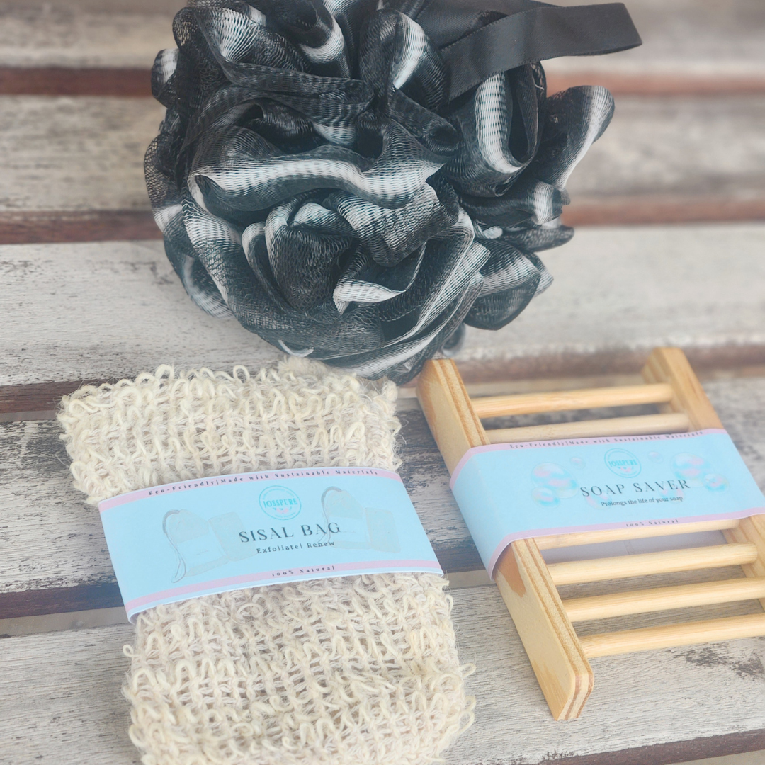 Soap Accesories Starter Pack-Sisal Bag, Soap Saver, Eco Sponge