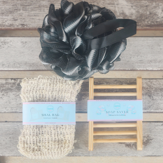 Soap Accesories Starter Pack-Sisal Bag, Soap Saver, Eco Sponge